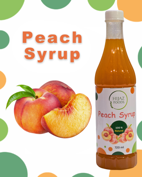 Peach HF Syrup Product Image - Hijaz Foods 100% Natural Pure Fruit Syrups - Natural Fruit Juice - Pakistan
