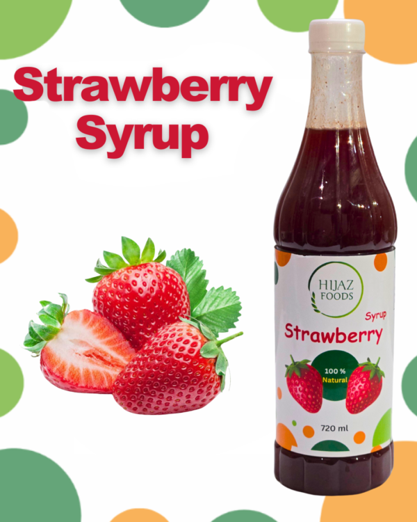 Strawberry HF Syrup Product Image - Hijaz Foods 100% Natural Pure Fruit Syrups - Natural Fruit Juice - Pakistan