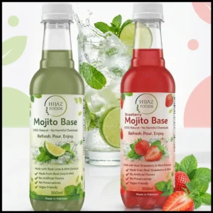 Hijaz Foods Strawberry Mojito Syrup made from real fruit – mocktail concentrate for refreshing drinks